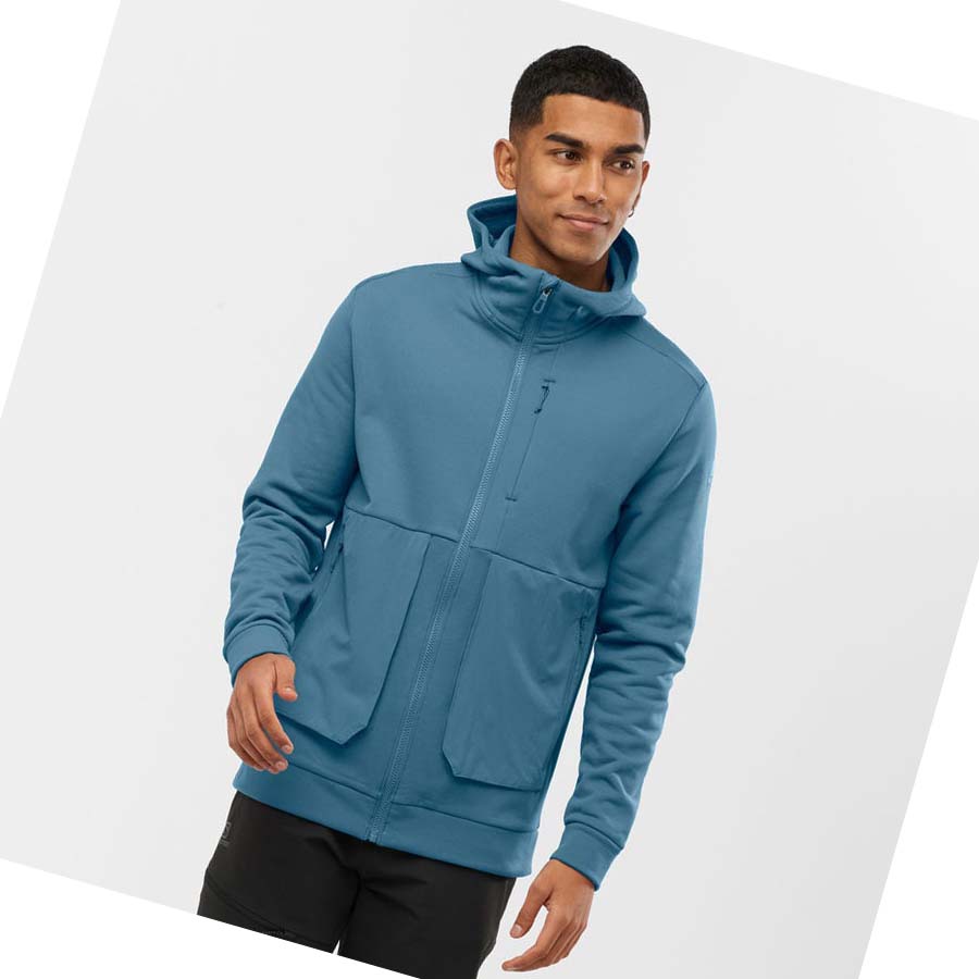 Salomon ESSENTIAL WARM FLEECE Erkek Kapüşonlu Sweatshirt Mavi | TR 3195XYU